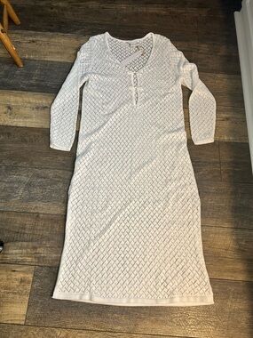 House of Harlow 1960 Cream Knit Long Sleeve Midi Dress